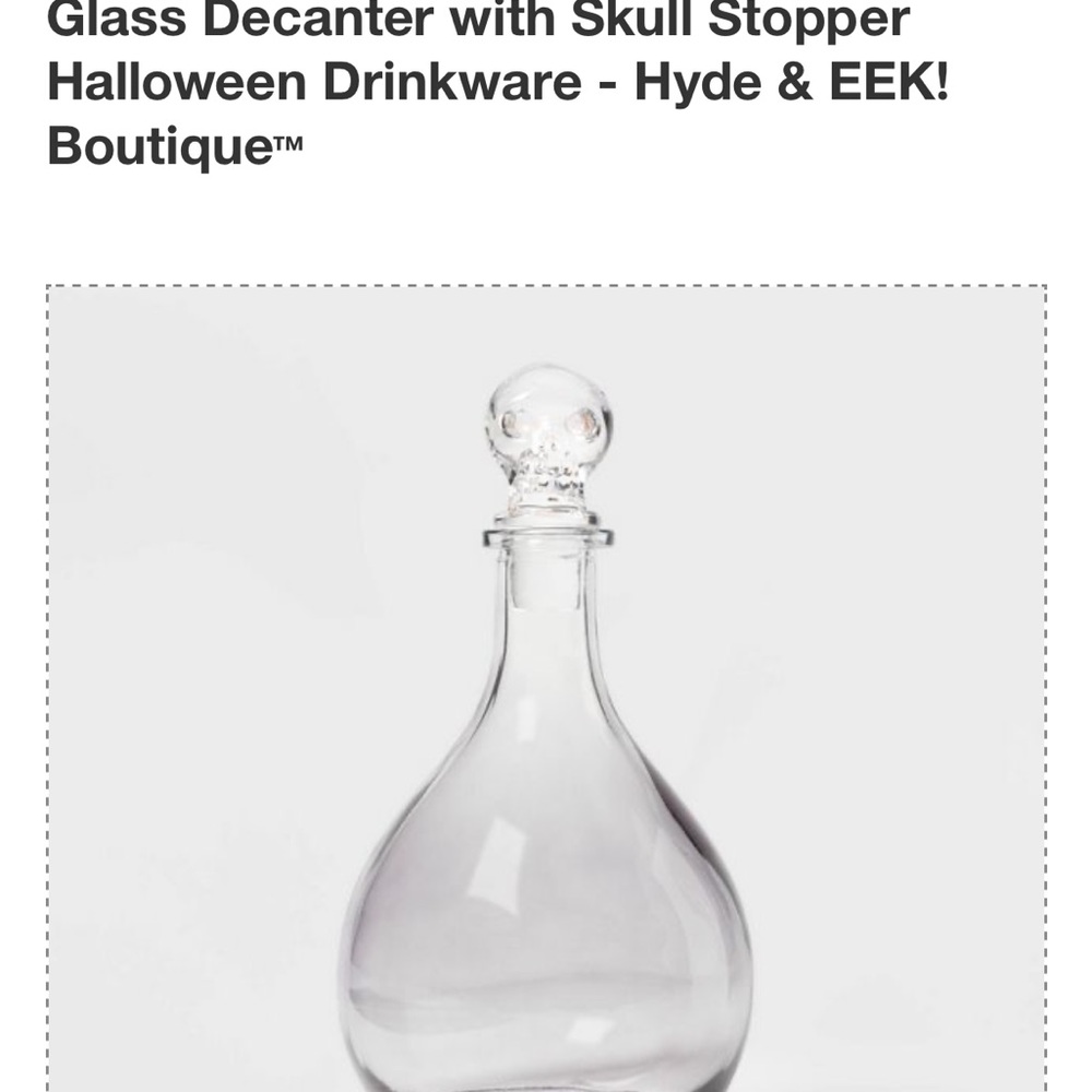 ISO Glass Decanter with Skull Stopper Halloween Drinkware - Hyde & EEK! Boutique